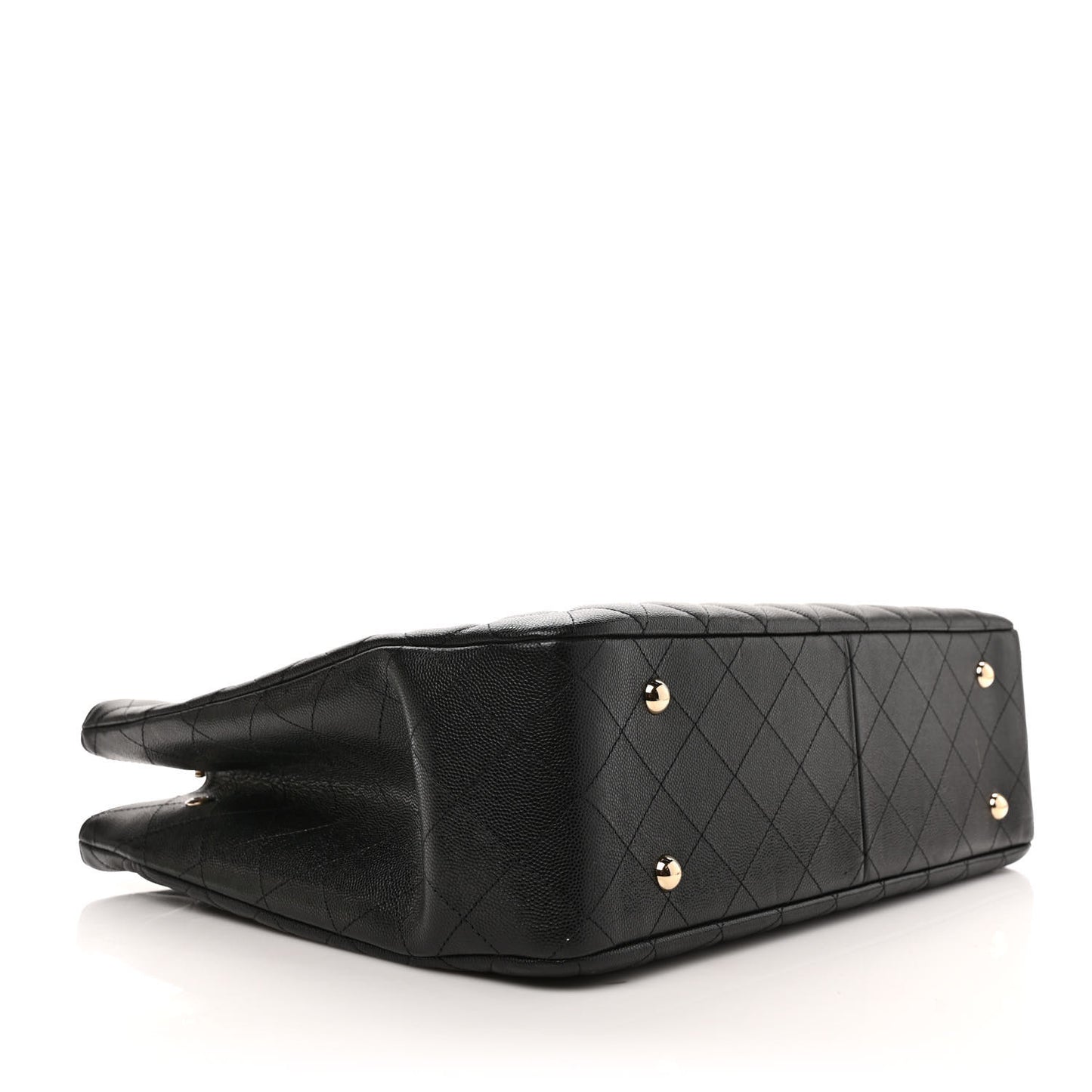 Caviar Quilted Large Shopping Tote Black
