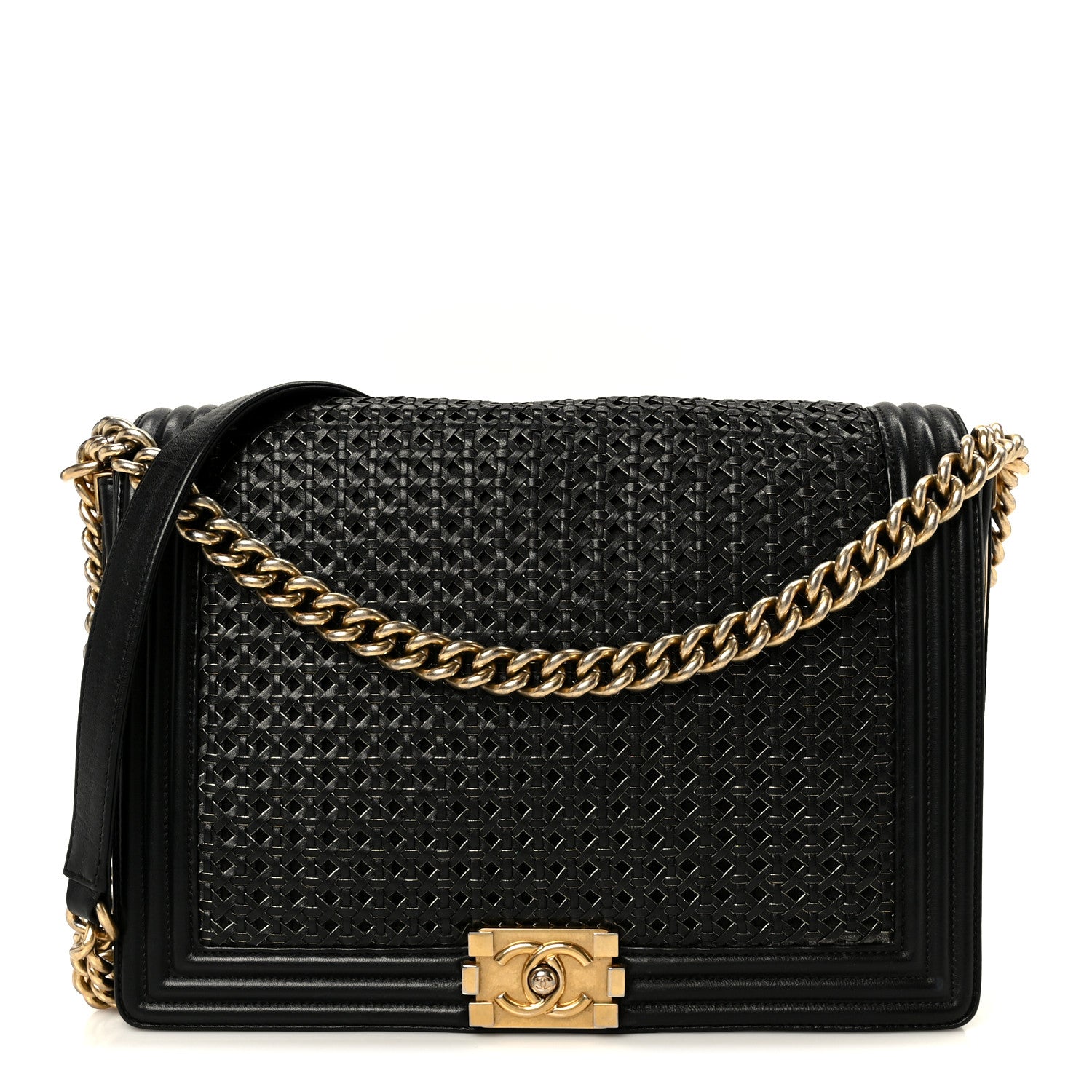 Chanel Braided Sheepskin Large Boy Reverso Flap Black 1878450