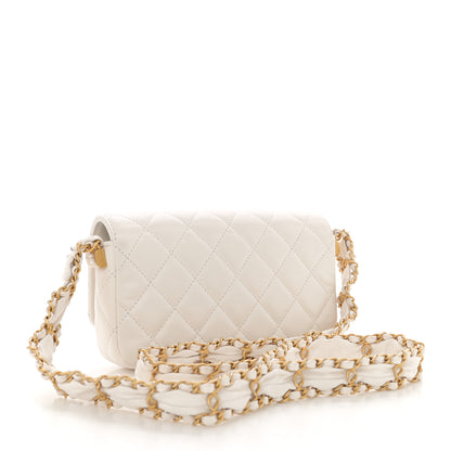 Chanel Lambskin Quilted Chanel 19 Flap Phone Holder With Chain White 3 of 14