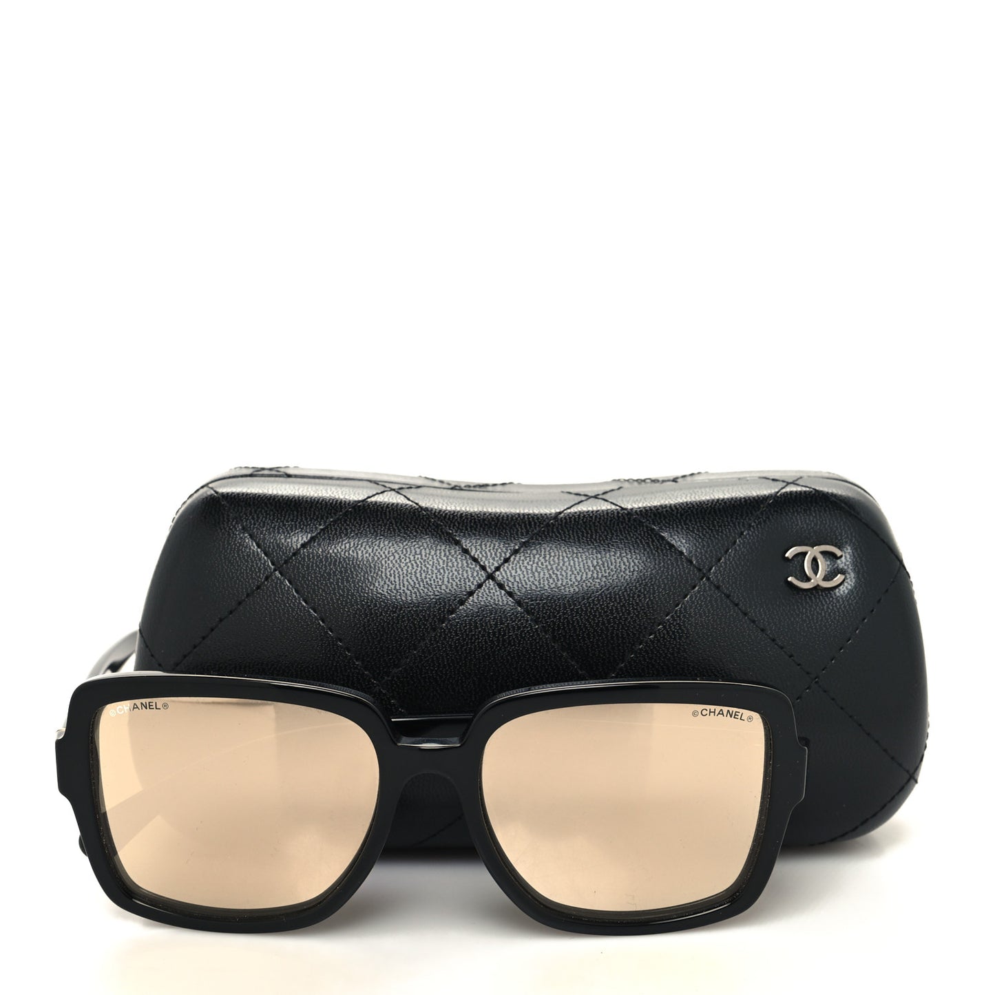 Square Sunglasses 71312A Black Gold Glitter