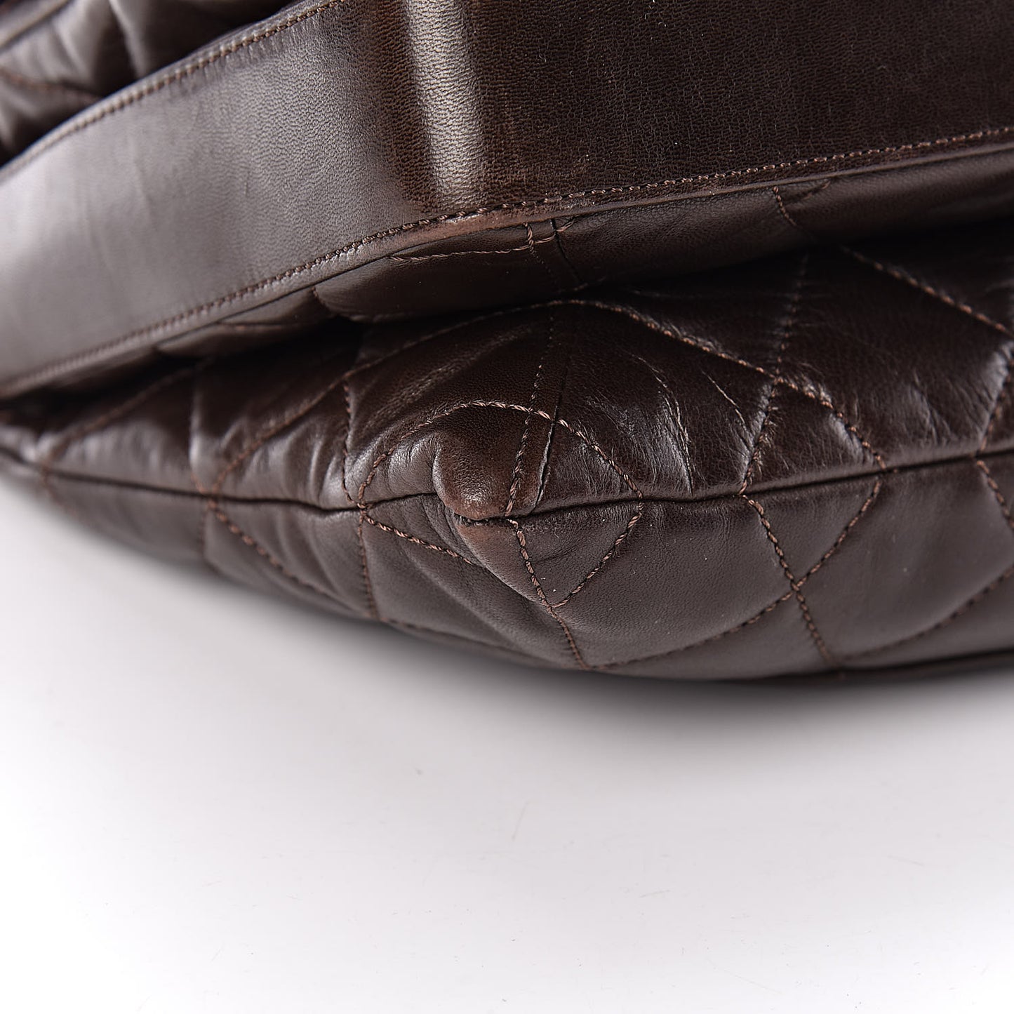 Lambskin Quilted Maxi 3 Flap Dark Brown