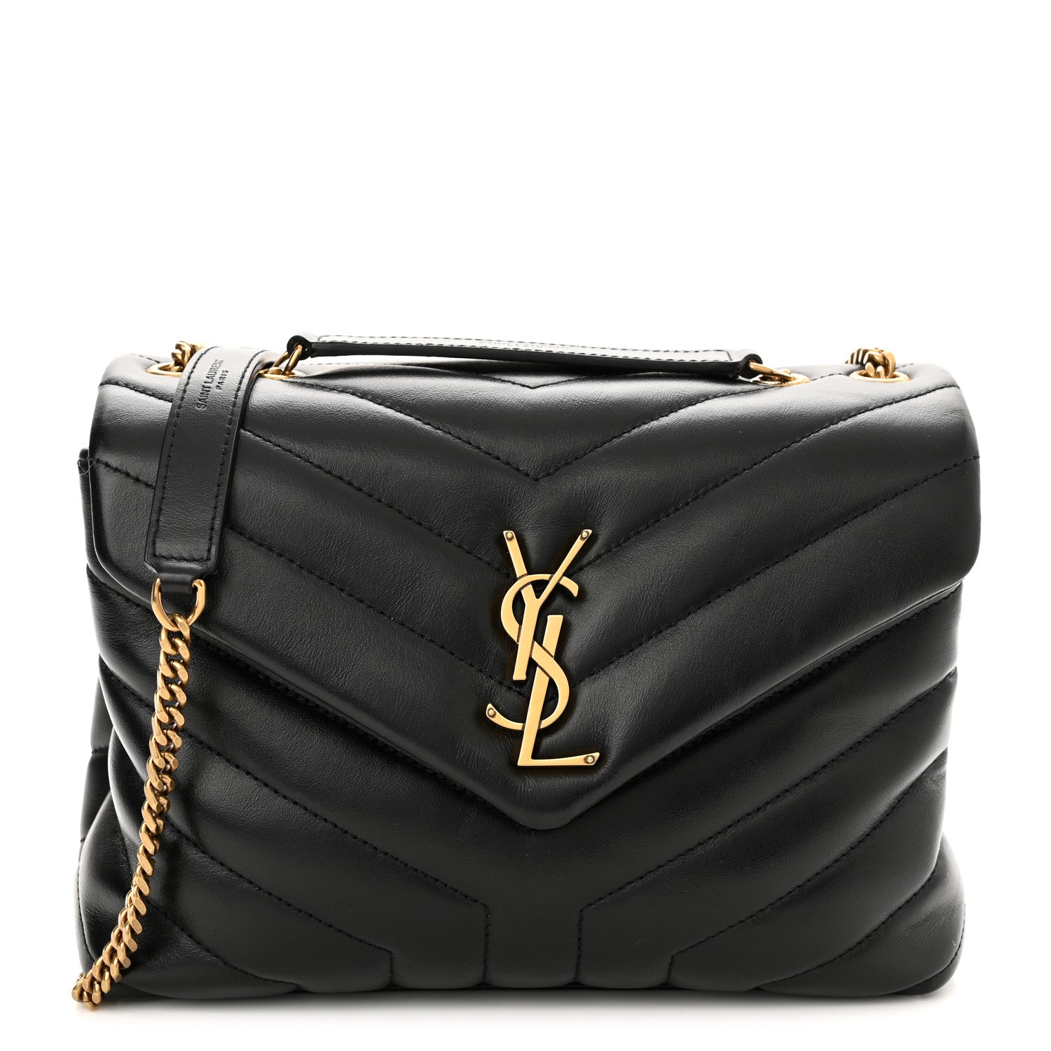 Saint Laurent Calfskin Y Quilted Monogram Small Loulou Chain Satchel Black 1 of 10