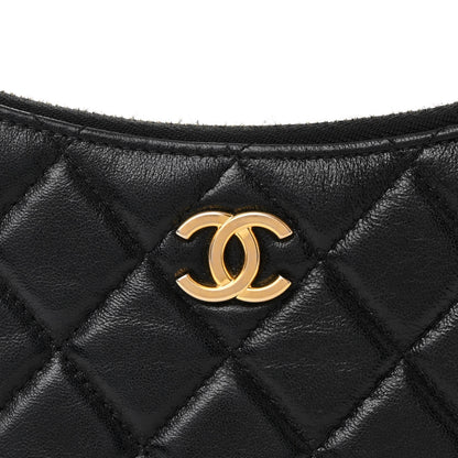 Chanel Shiny Crumpled Lambskin Quilted Trendy Chain Around Hobo Black 8 of 11