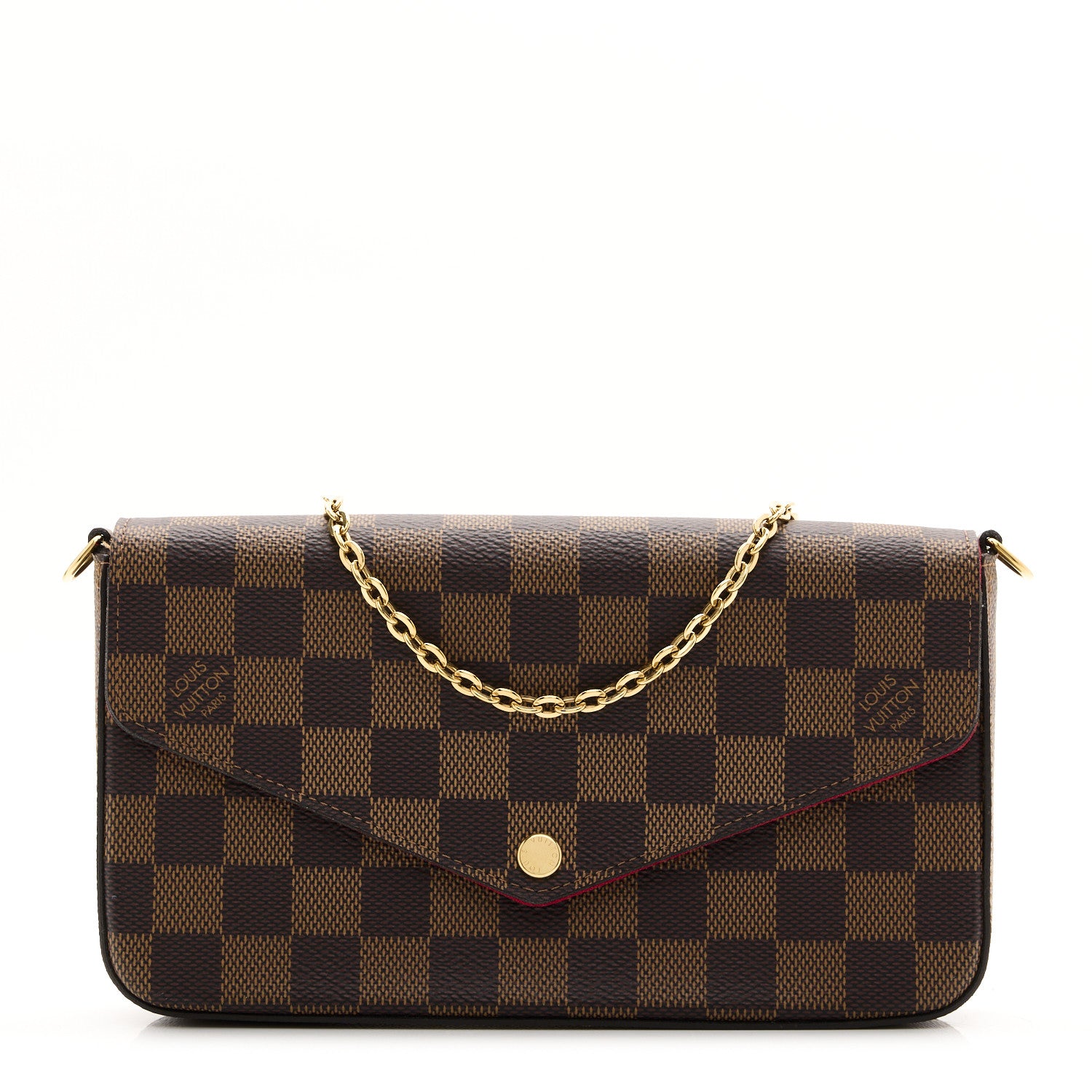 Louis Vuitton Damier Ebene Pochette Felicie Chain Wallet 1 of 8