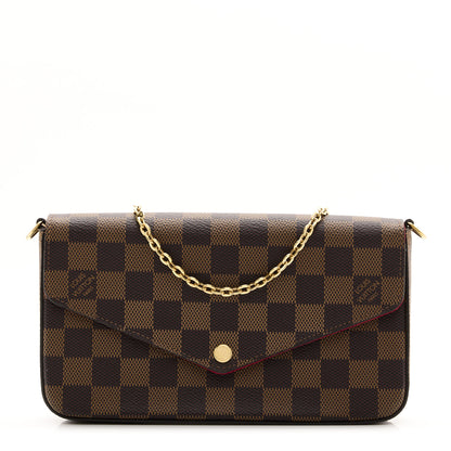 Louis Vuitton Damier Ebene Pochette Felicie Chain Wallet 1 of 8