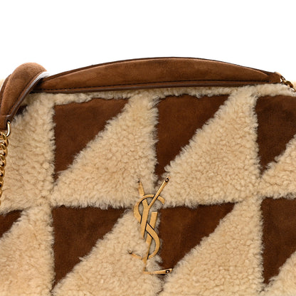Saint Laurent Suede Shearling Patchwork Monogram Medium Jamie Brown Beige 8 of 10