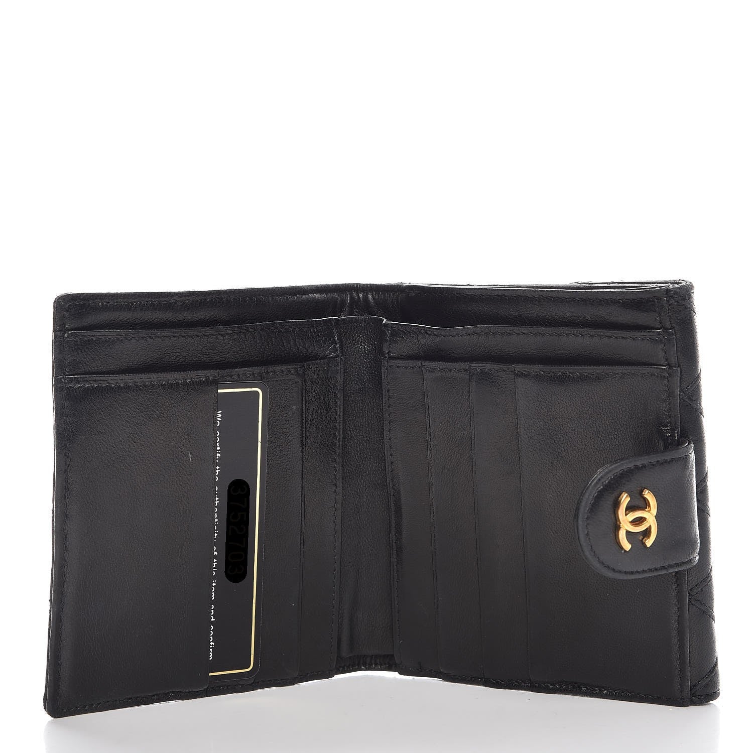 Chanel Calfskin Diamond Stitched Compact Wallet Black 5 of 12