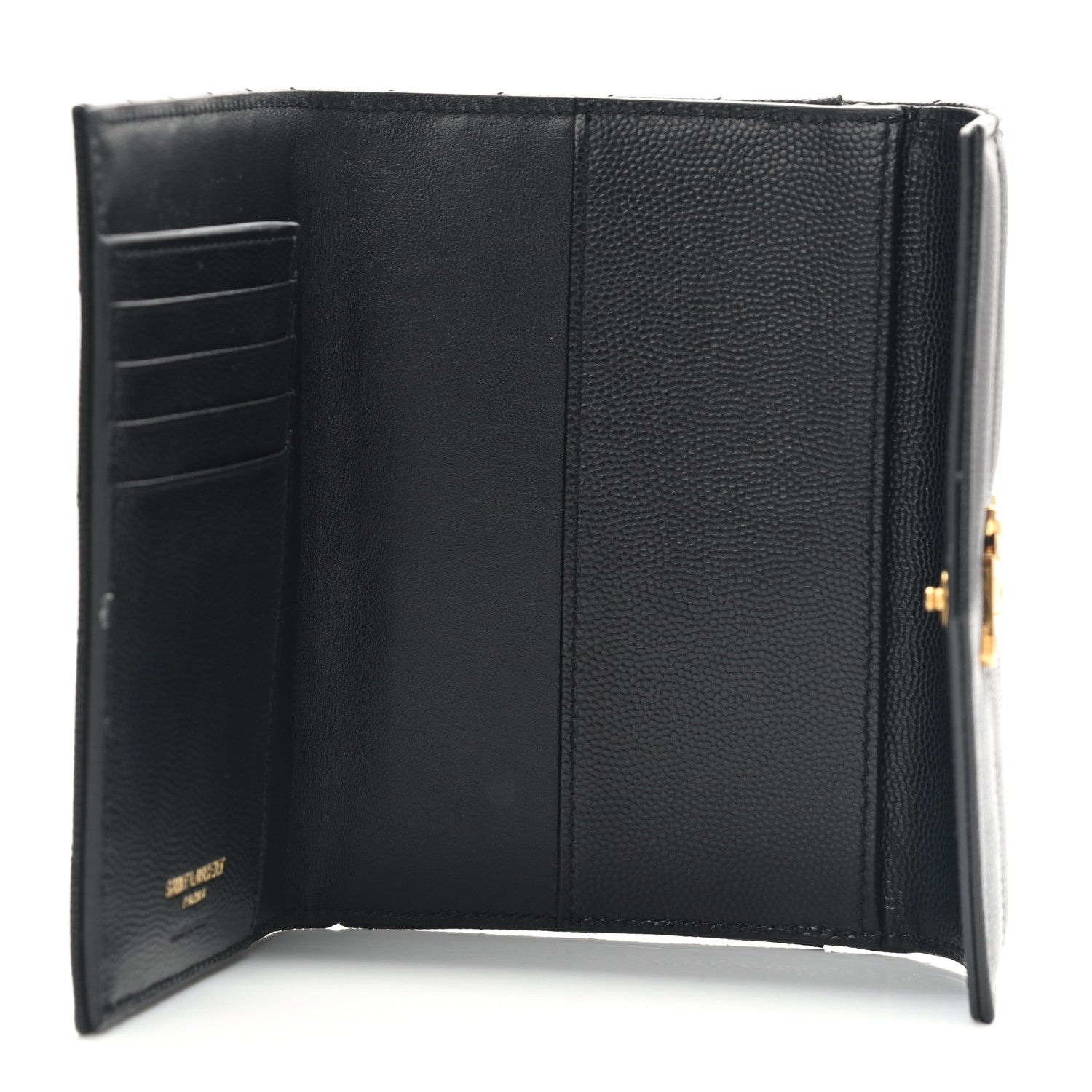 Saint Laurent Grain De Poudre Matelasse Chevron Small Monogram Passport Case Black 4 of 6