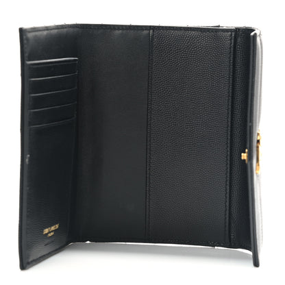 Saint Laurent Grain De Poudre Matelasse Chevron Small Monogram Passport Case Black 4 of 6
