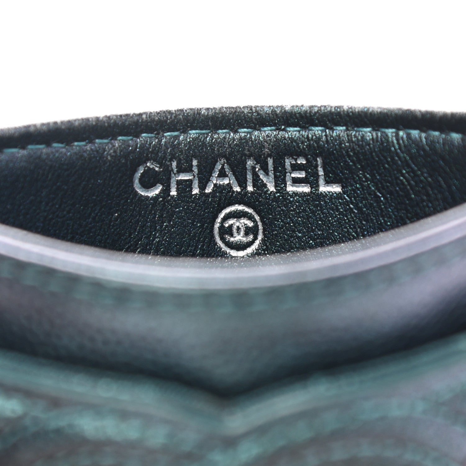 Chanel Iridescent Caviar Quilted Filigree Card Holder Dark Turquoise 6 of 8
