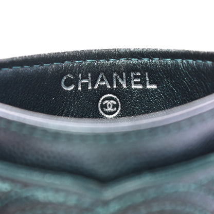 Chanel Iridescent Caviar Quilted Filigree Card Holder Dark Turquoise 6 of 8