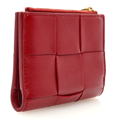 Bottega Veneta Nappa Maxi Intrecciato Small Bi-Fold Zip Wallet Dark Red 3 of 6
