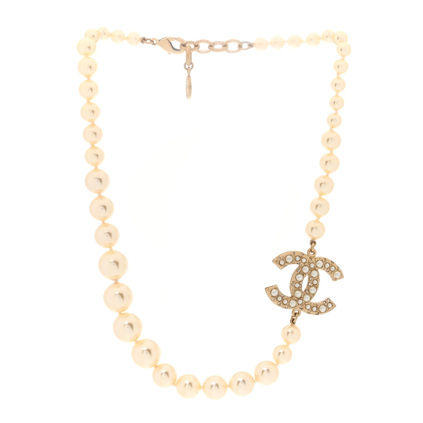 Pearl CC 100th Anniversary Necklace Light Gold