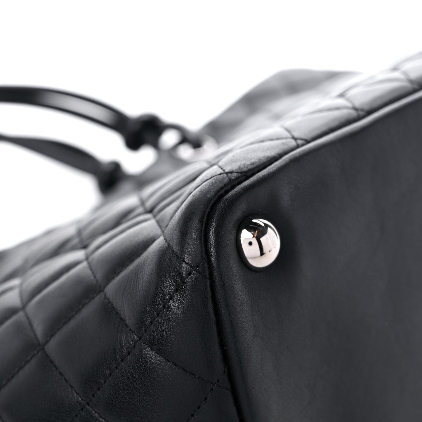 Calfskin Quilted Large Cambon Tote Black