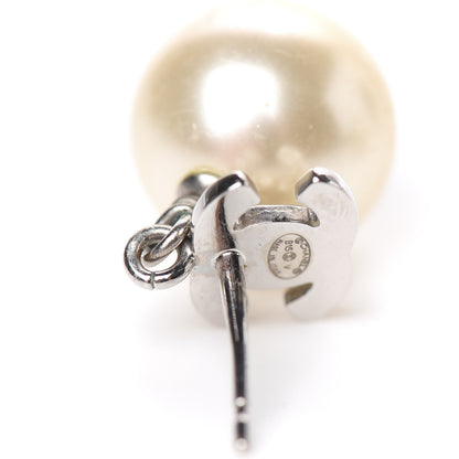 Chanel Crystal Pearl CC Drop Earrings Silver 4 of 5