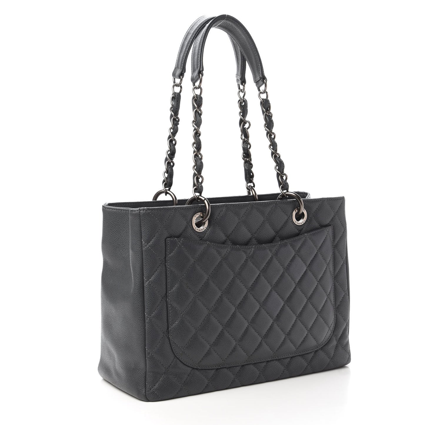 Caviar Quilted Grand Shopping Tote GST Dark Grey