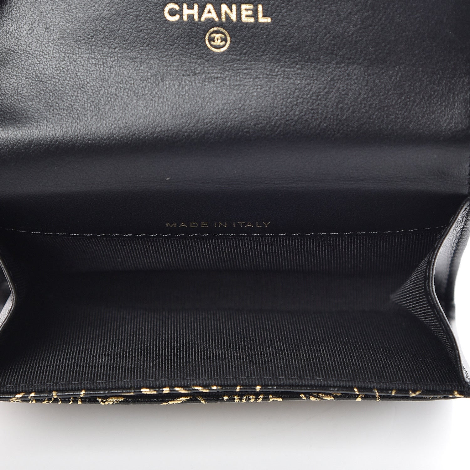 Chanel Calfskin Crocodile Embossed Graffiti 2.55 Cocodile Reissue Flap Card Holder Black Gold 9 of 10