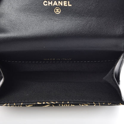 Chanel Calfskin Crocodile Embossed Graffiti 2.55 Cocodile Reissue Flap Card Holder Black Gold 9 of 10