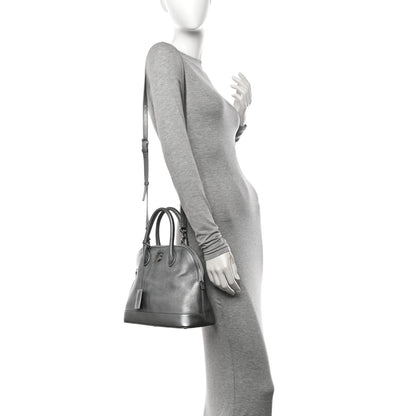 Balenciaga Metallic Calfskin LED Logo Projector Top Handle Bag Silver 2 of 14