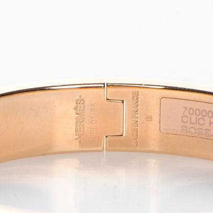 Hermes Enamel Narrow Clic Clac H Bracelet PM Rose Velours 3 of 5