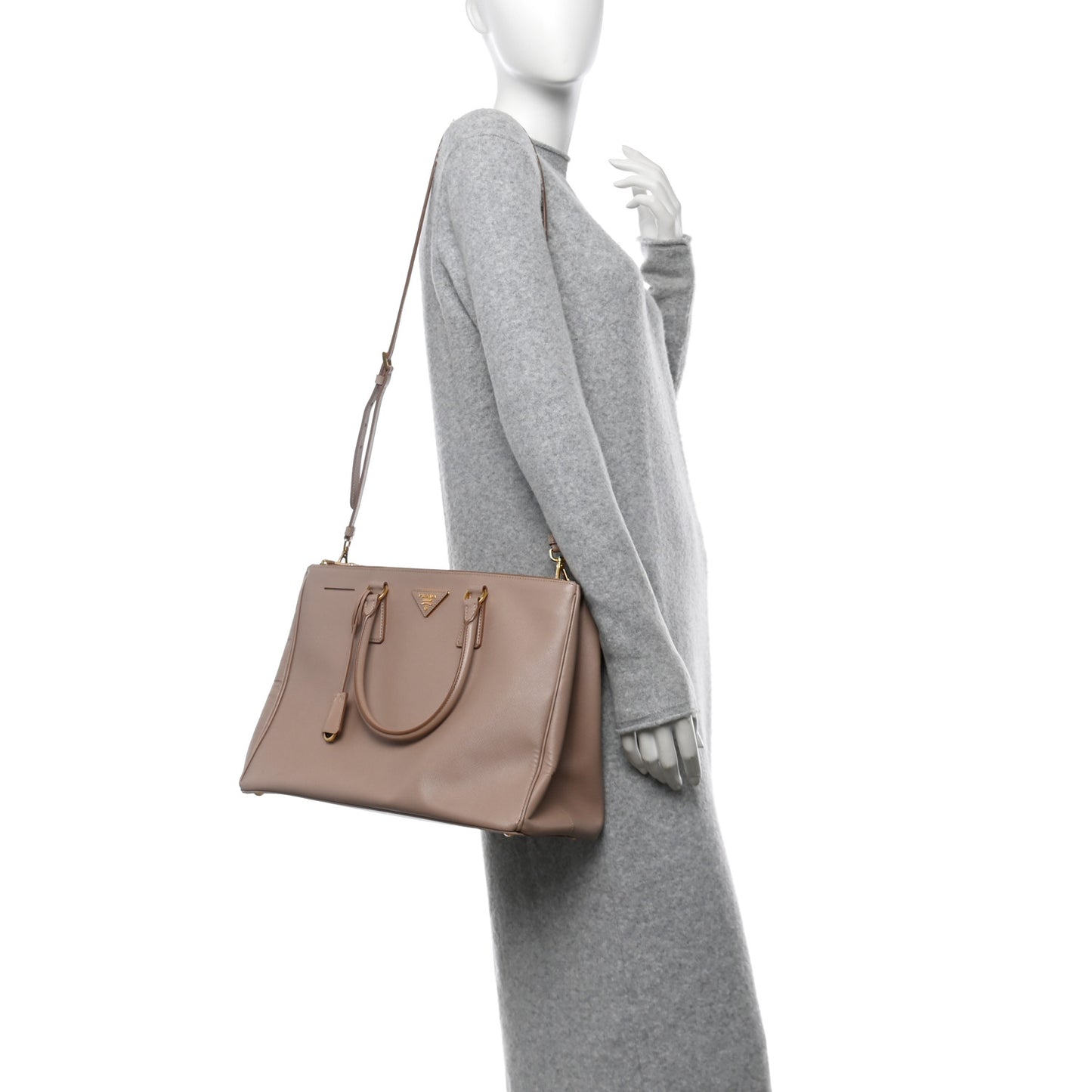 Saffiano Lux Large Galleria Double Zip Tote Cammeo