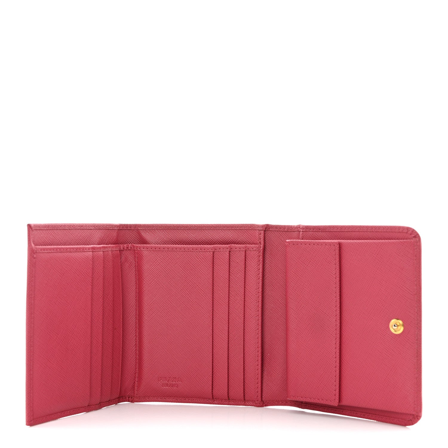 Prada Saffiano Metal French Flap Compact Wallet Peonia 5 of 12