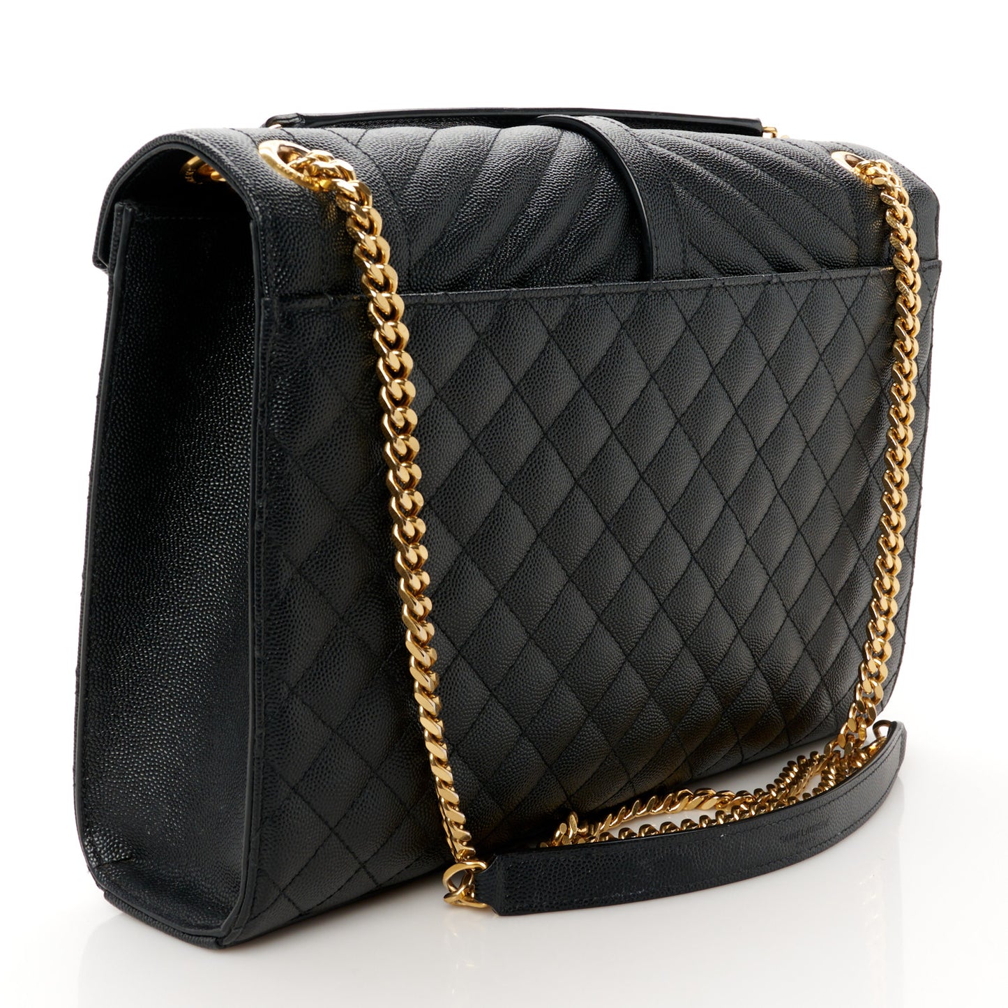 Grain De Poudre Textured Mixed Matelasse Large Triquilt Monogram Satchel Black