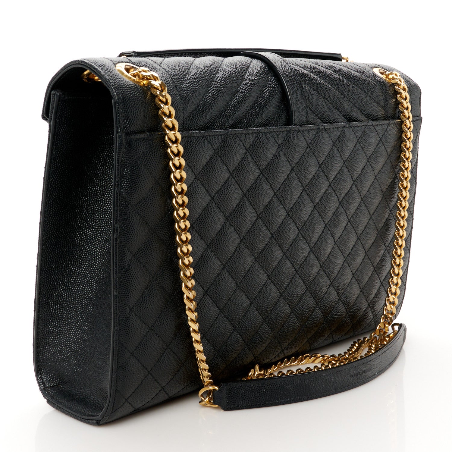 Saint Laurent Grain De Poudre Textured Mixed Matelasse Large Triquilt Monogram Satchel Black 3 of 11