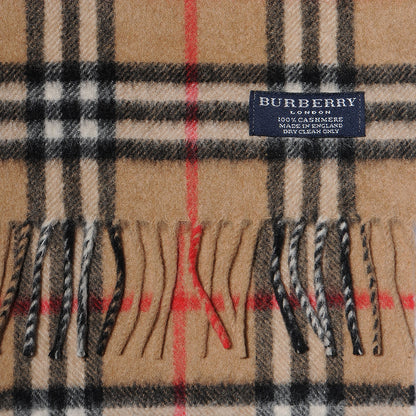 Burberry Cashmere House Check Fringe Scarf Camel 4 of 4