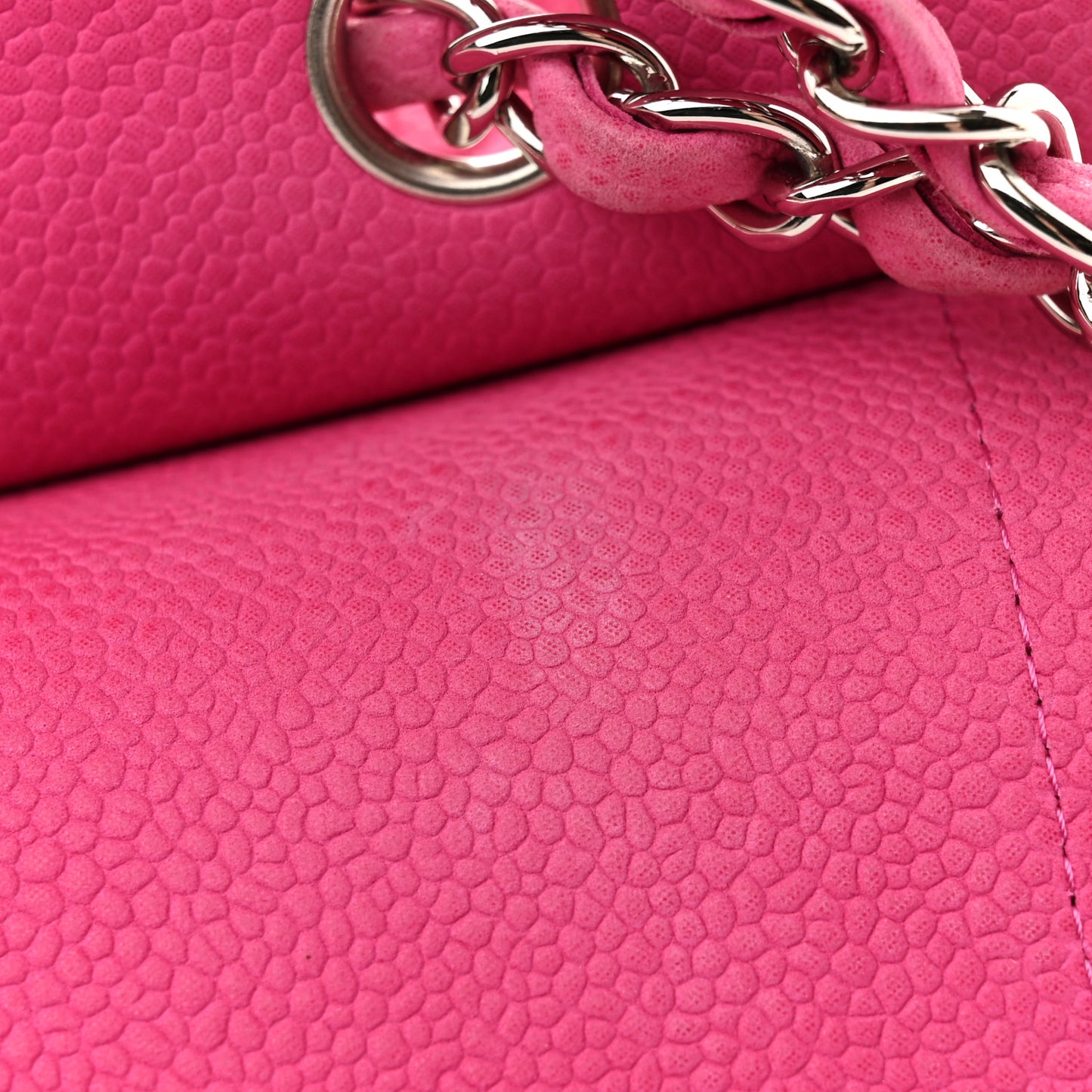 Iridescent Caviar Quilted Medium Double Flap Pink
