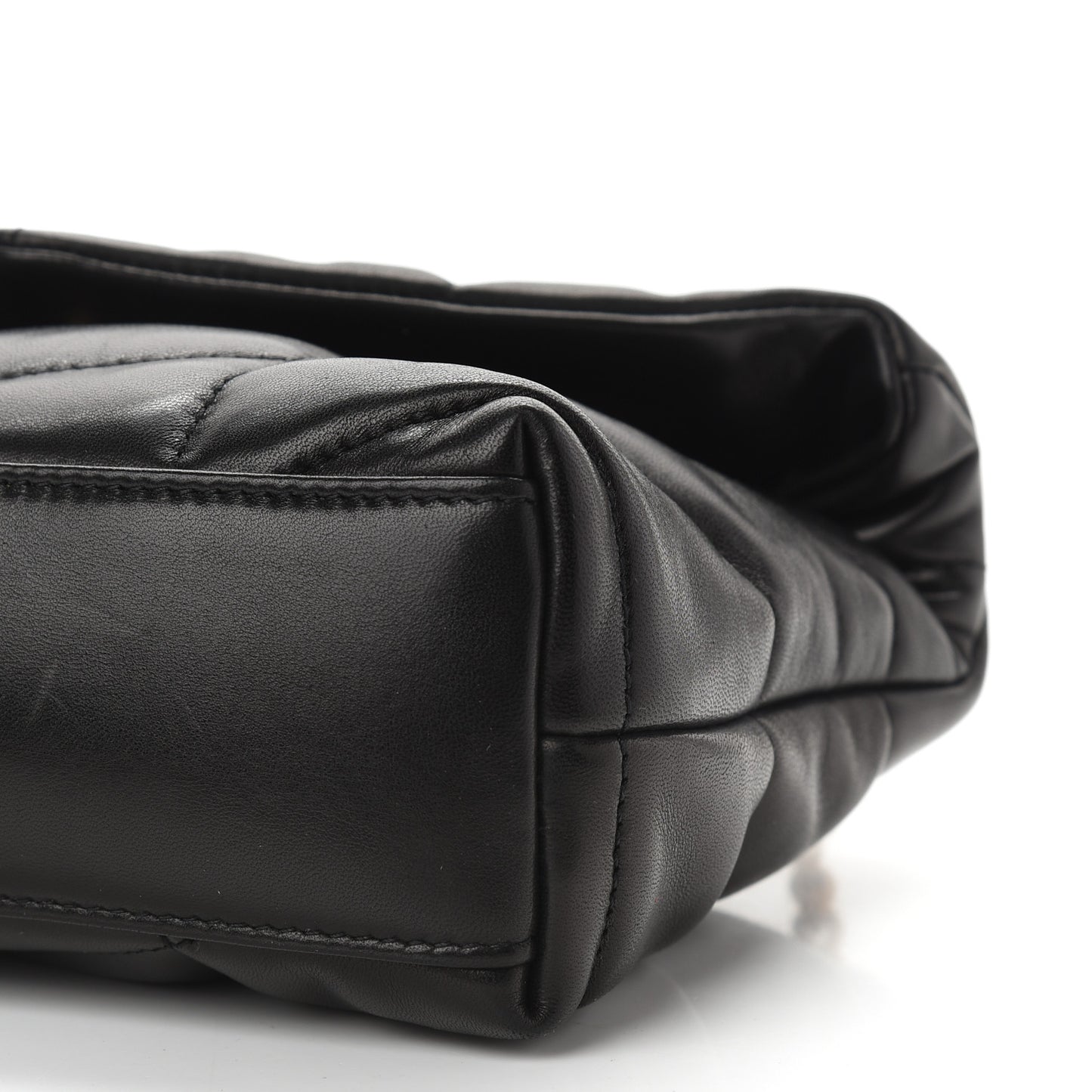 Lambskin Quilted Toy Loulou Puffer Monogram Chain Satchel Black