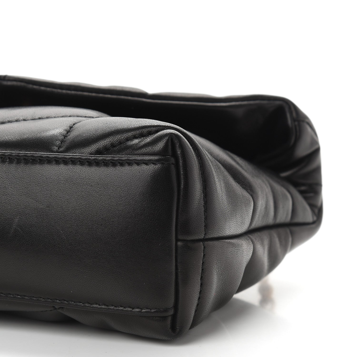 Saint Laurent Lambskin Quilted Toy Loulou Puffer Monogram Chain Satchel Black 9 of 9