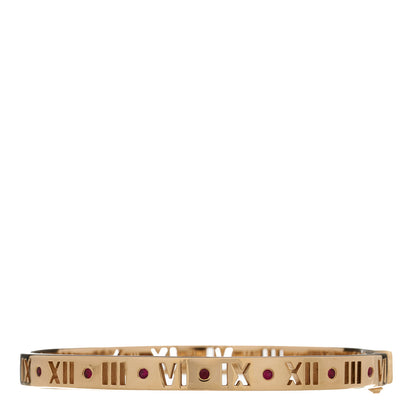 Tiffany 18K Rose Gold Ruby Atlas Pierced Hinged Bangle Bracelet 1 of 4