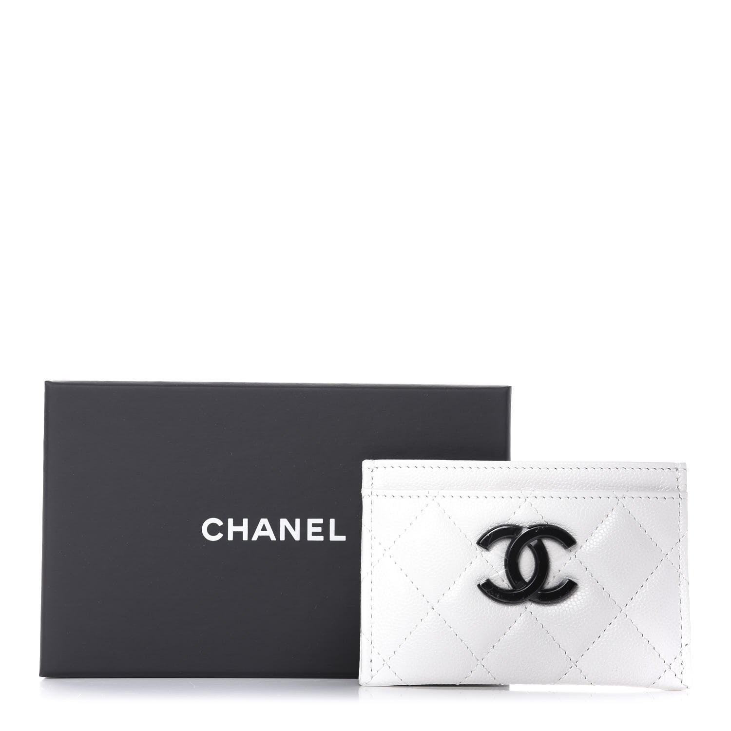 Chanel Caviar Quilted My Everything Card Holder White Black 9 of 9