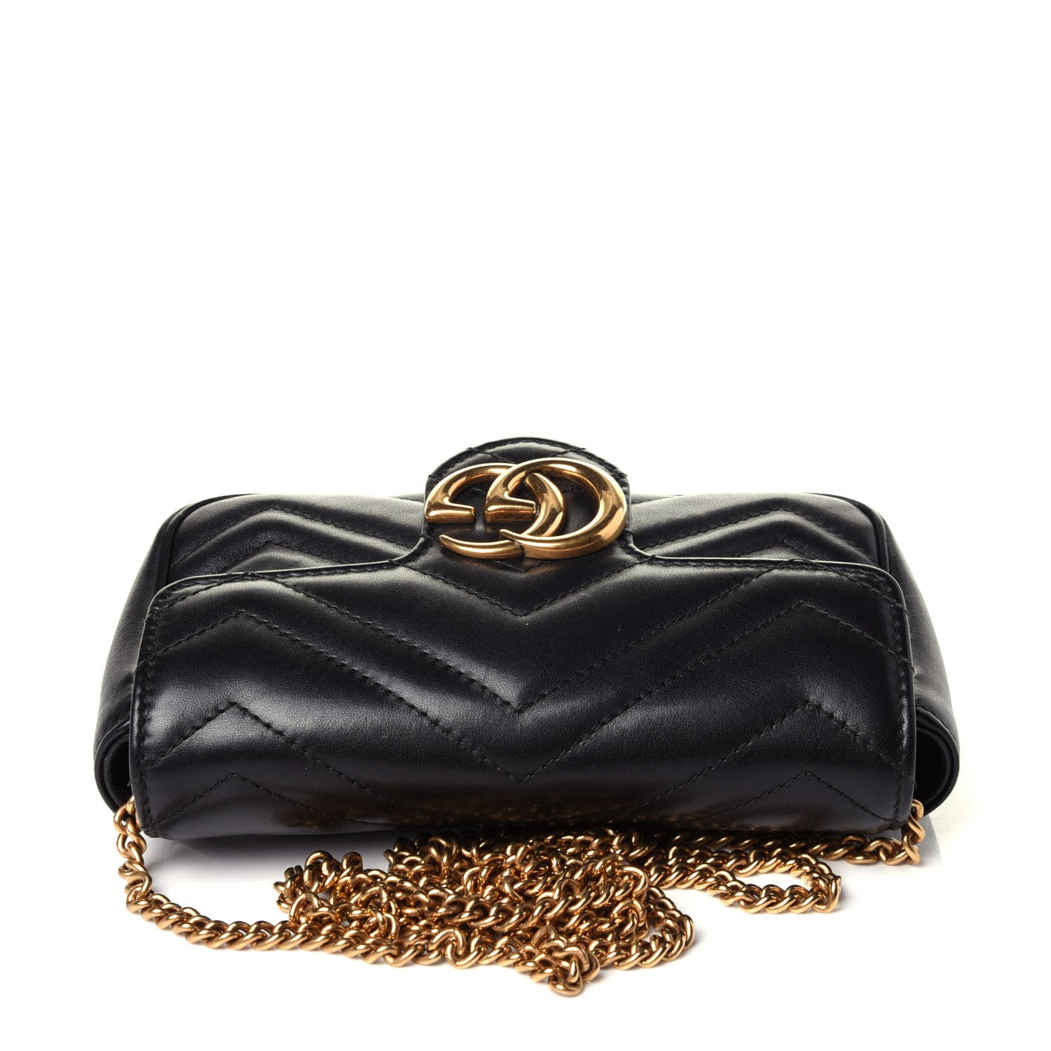 Gucci Calfskin Matelasse Super Mini GG Marmont Shoulder Bag Black 10 of 13