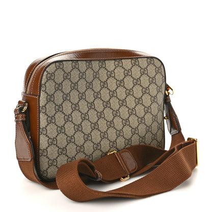 Gucci GG Supreme Monogram Azalea Calfskin Retro Interlocking G Messenger Shoulder Bag Beige Ebony Brown Sugar 3 of 8