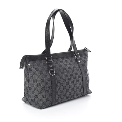 Gucci Denim Monogram Abbey Medium Tote Navy 3 of 9