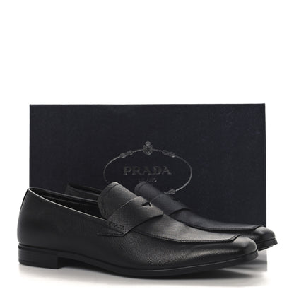 Prada Saffiano Mens Penny Loafers 9 Black 10 of 10