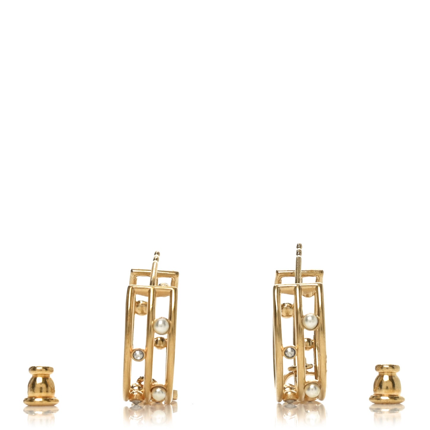 Pearl Crystal D-Backstage Hoop Earrings Gold
