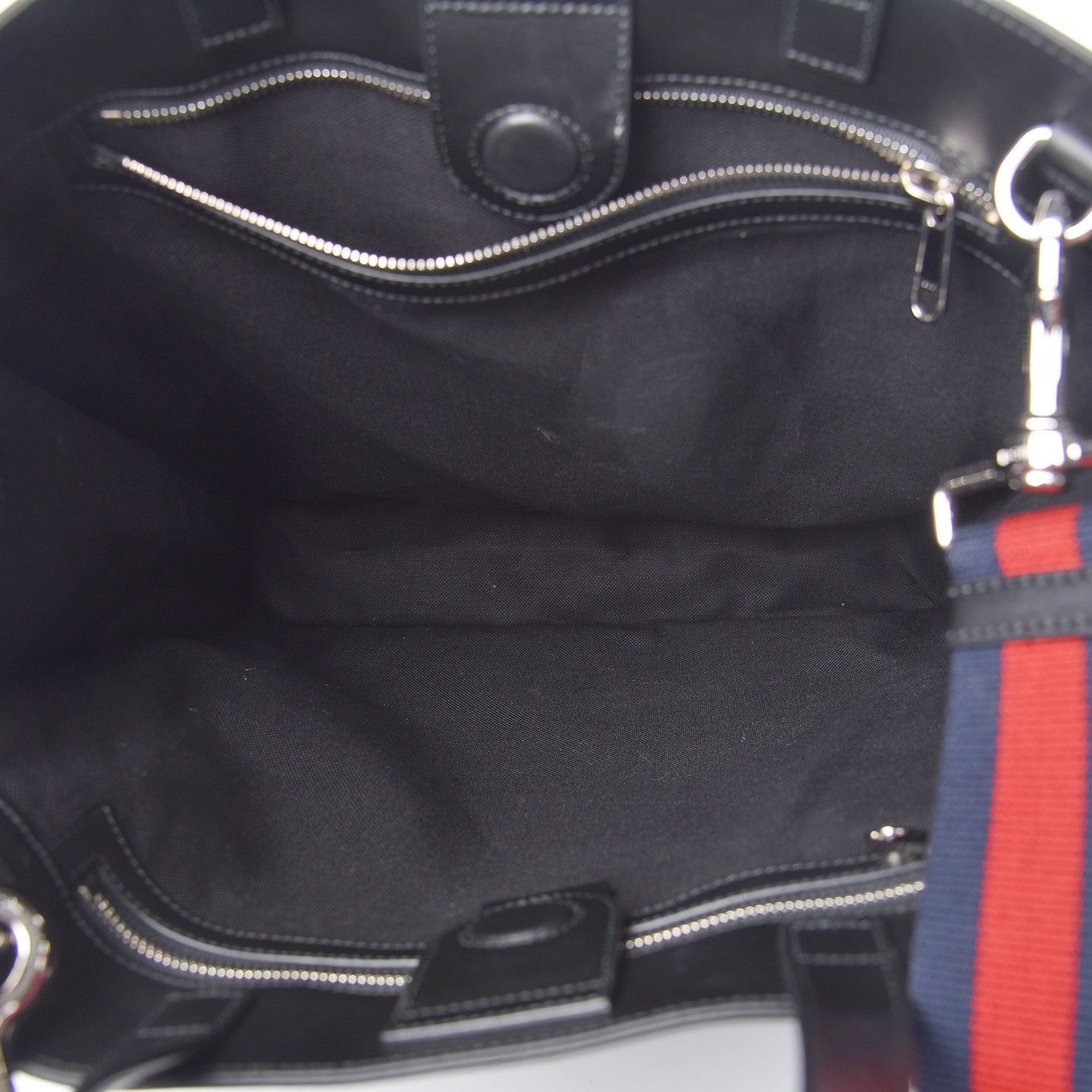 Soft GG Supreme Monogram Appia Calfskin Web Vertical Tote Black