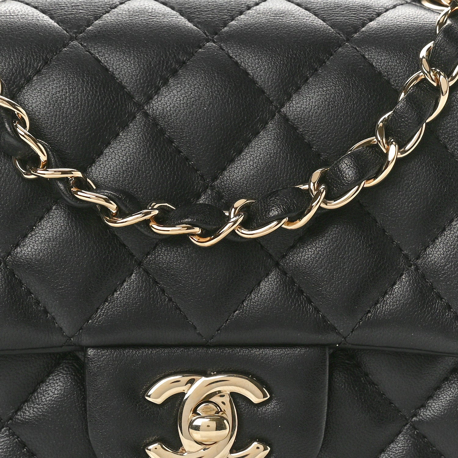 Chanel Lambskin Quilted Mini Square Flap Black 8 of 10
