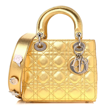 Christian Dior Metallic Grained Calfskin Cannage Small Lucky Badges My Lady Dior Gold 1 of 5