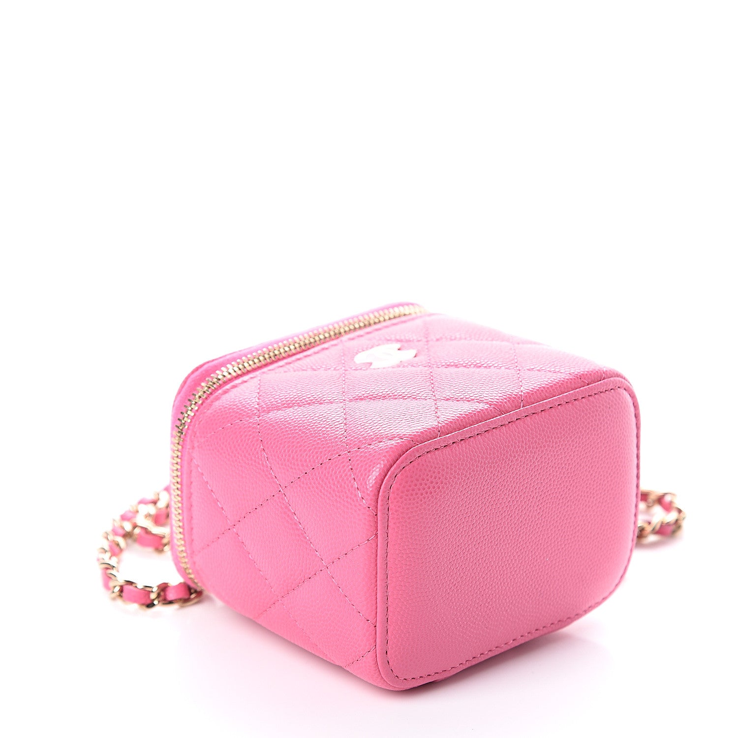 Chanel Caviar Quilted Mini Vanity Case With Chain Pink 3 of 8
