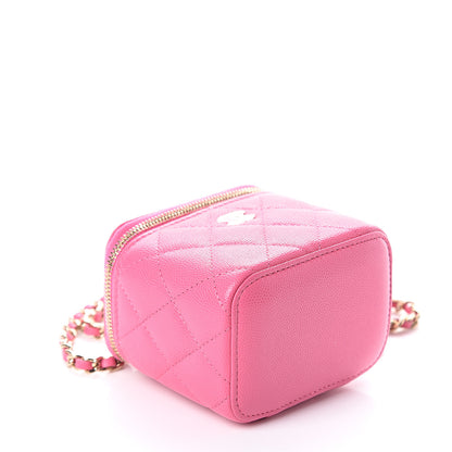 Chanel Caviar Quilted Mini Vanity Case With Chain Pink 3 of 8
