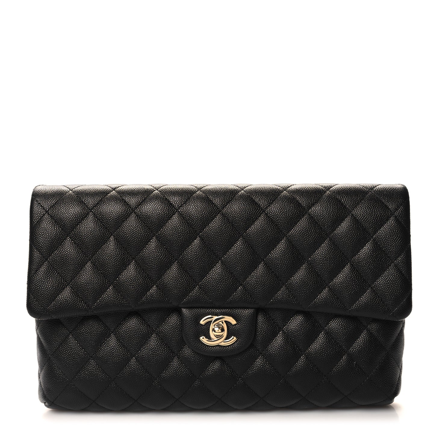 Caviar Quilted Flap Clutch Black