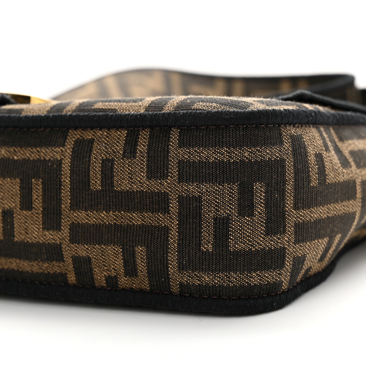 Fendi Fabric Jacquard FF 1974 Medium Baguette Tobacco Moro Black 9 of 12