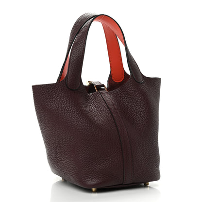 Hermes Taurillon Clemence Swift Eclat Picotin Lock 18 PM Prune Orange Poppy 2 of 10