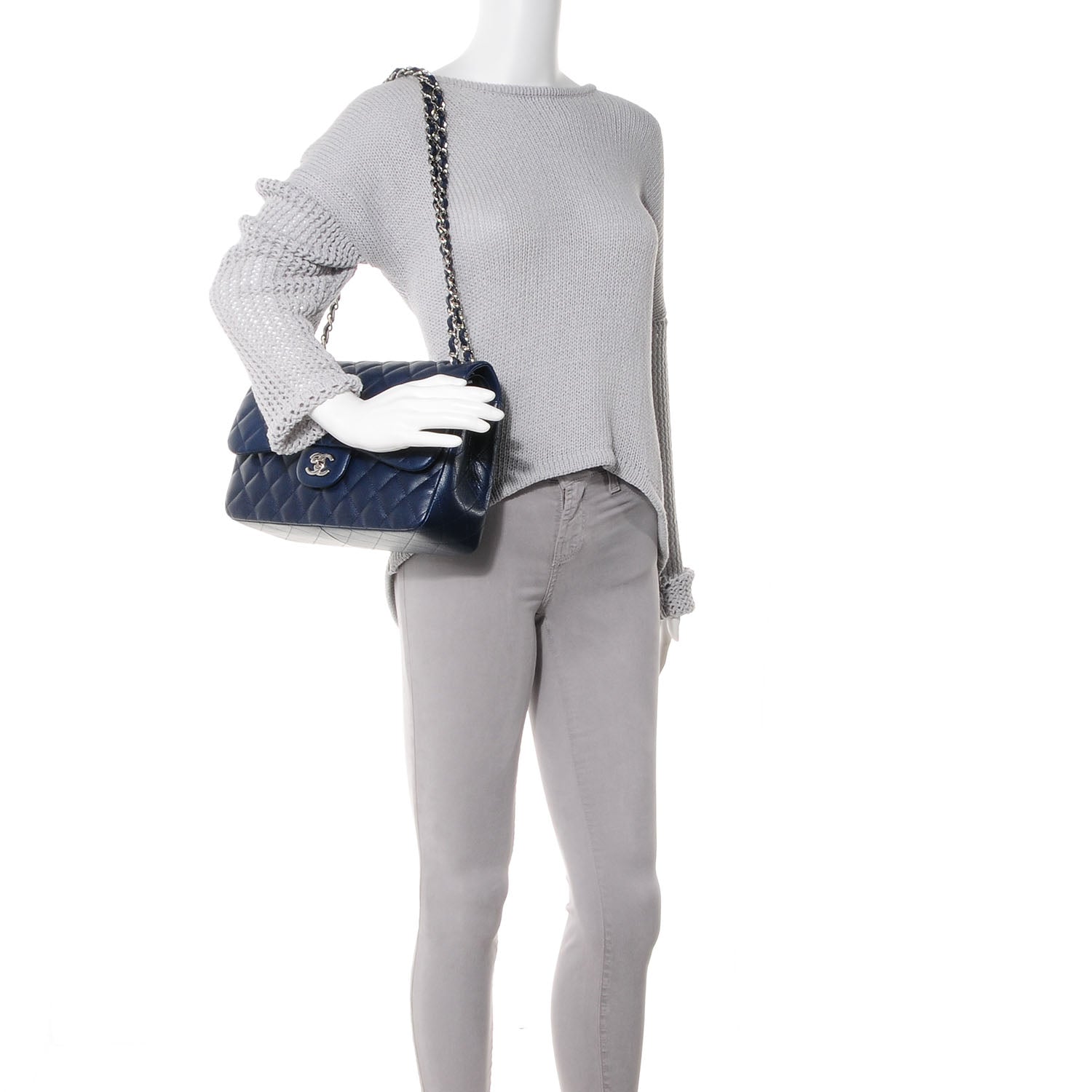 Chanel Caviar Jumbo Double Flap Navy Blue 2 of 9
