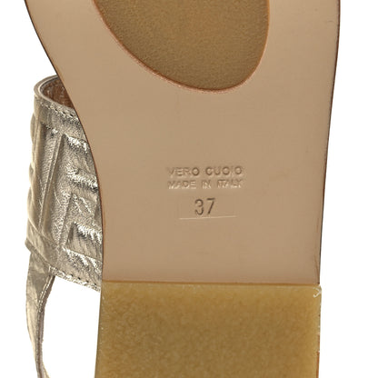 Fendi Metallic Nappa FF Embossed Slingback Slide Sandals 37 Gold 6 of 8