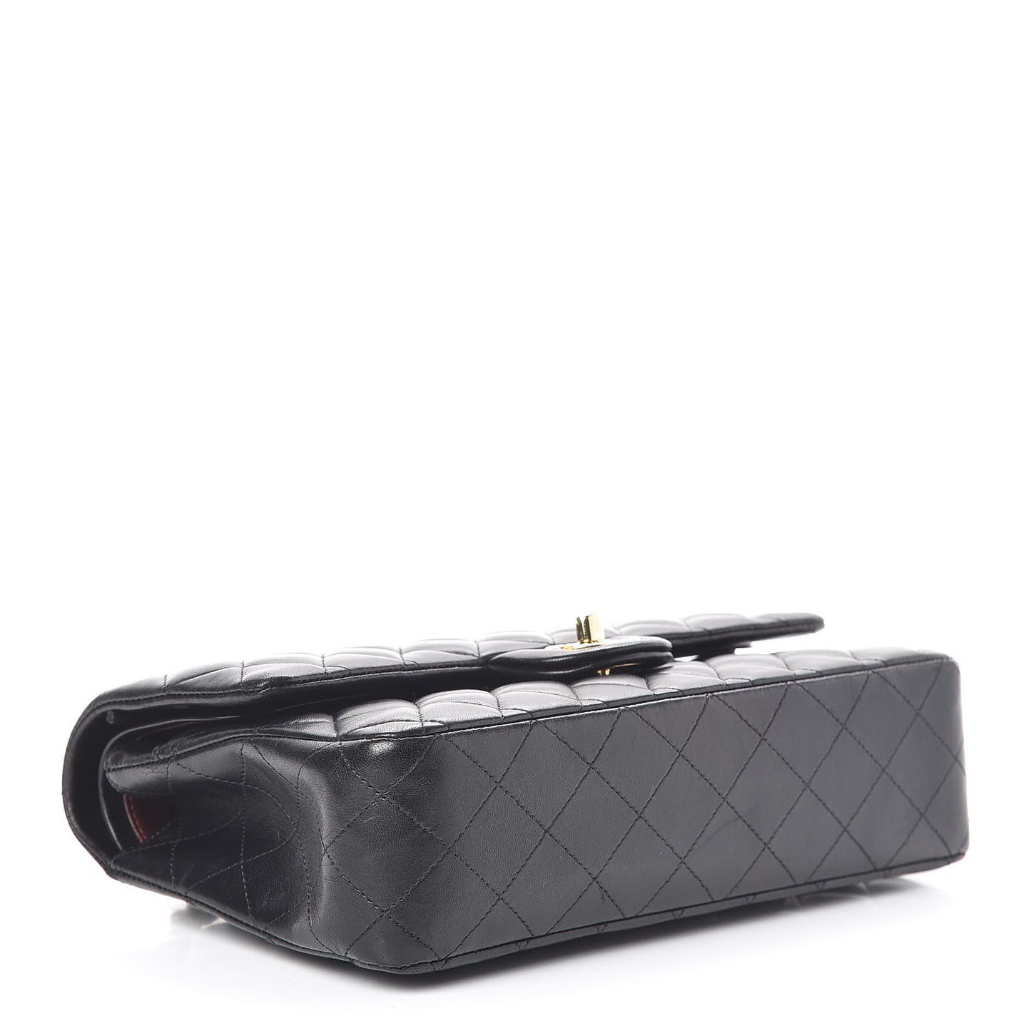 Lambskin Quilted Medium Double Flap Black